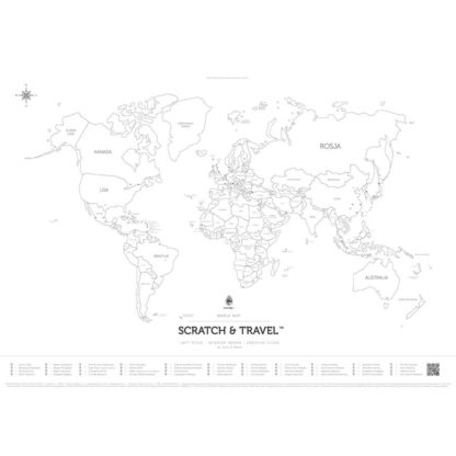 Mapa zdrapka świat Loft White