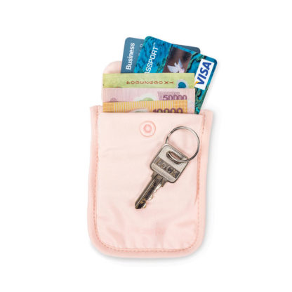 Damski sekretny portfel Pacsafe Coversafe S25 pod biustonosz różowy